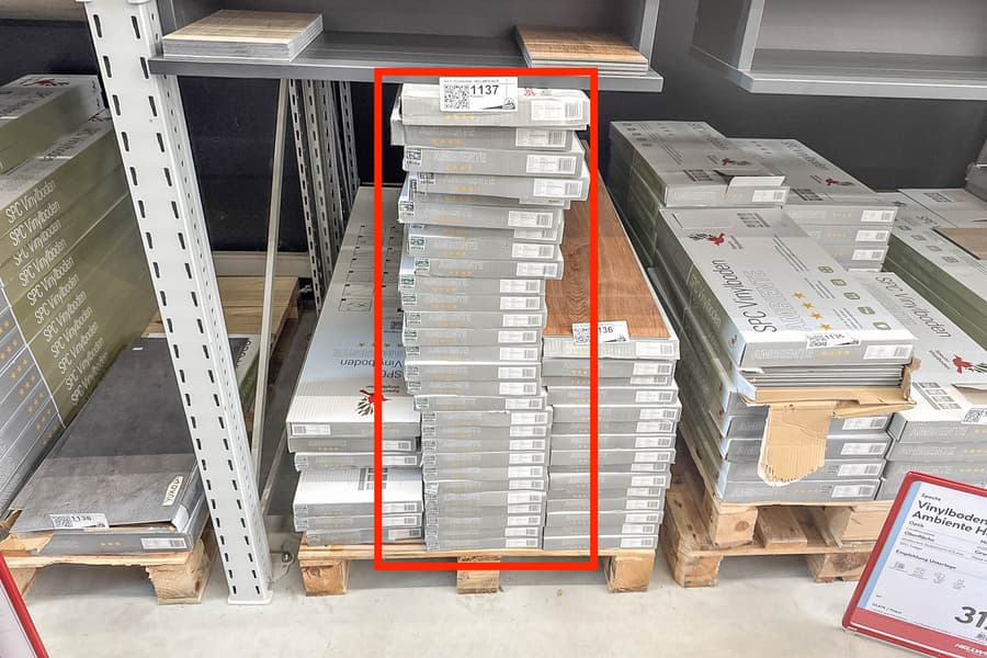 Palette mit 28 Packungen Vinylboden Specht Calvados Eiche hell, 47,04 m2